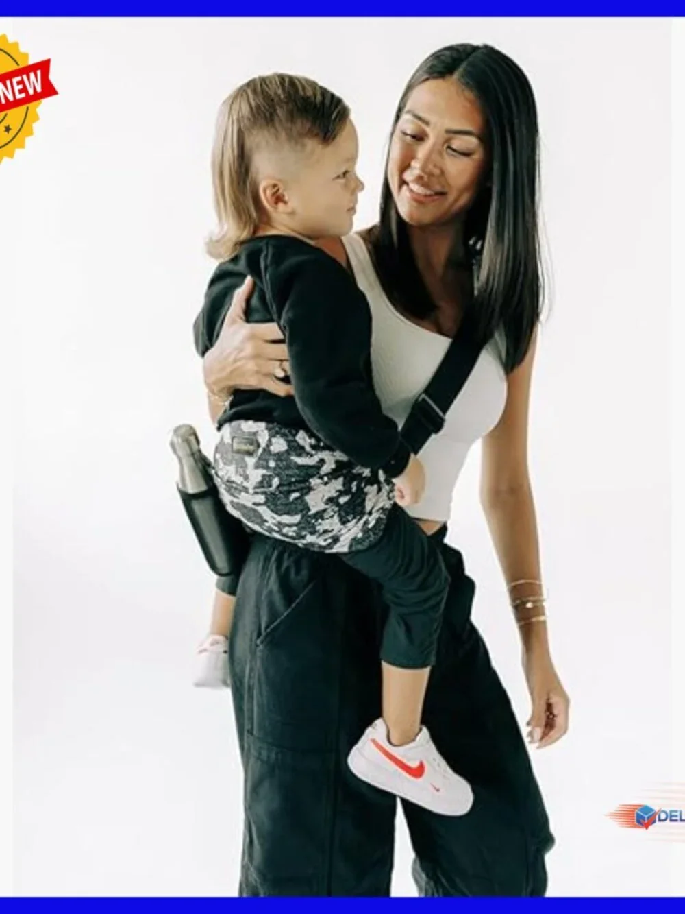 Toddler Carrier Sling with Phone Pocket & Bottle Holder, Adjustable Strap